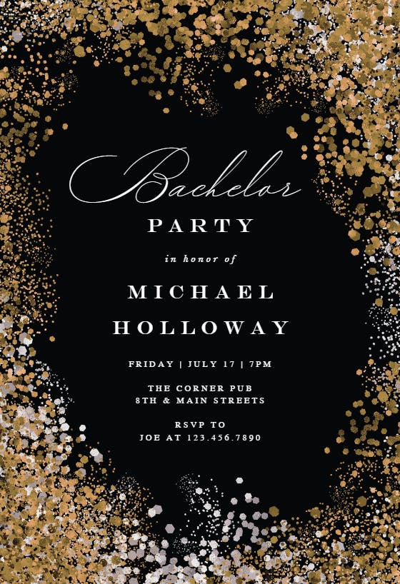 Glitter bachelor party Bachelor Party Invitation Template Greetings